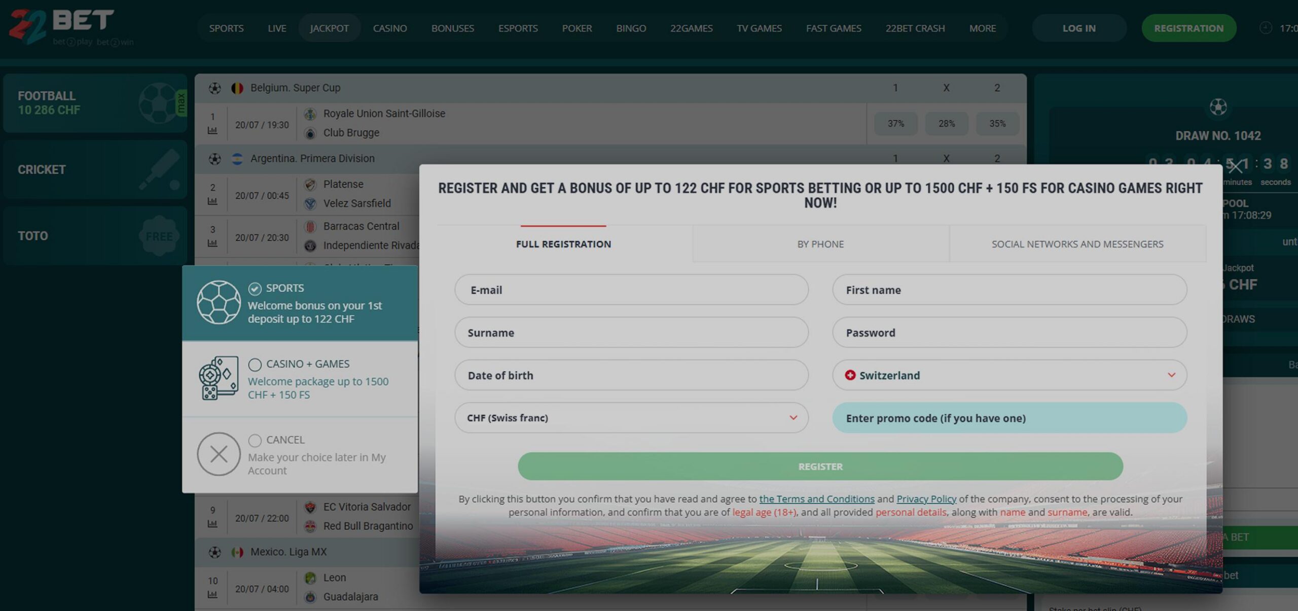 22Bet Sports Betting